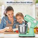 Plum chef 5.5QT Electric Stand Mixer, 12-Speed Tilt-Head Food Mixer, Dough Mixer with Dishwasher Safe Stainless Steel Bowls, Dough Hook, Flat Beater, Whisk, Perfect for 4-6 Family,Light Green
