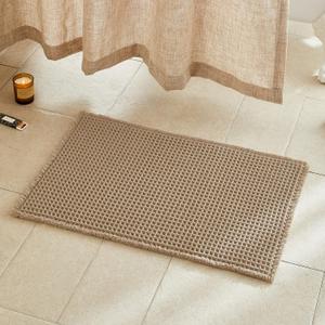 Waffle Bath Mat, Boho Bathroom Rugs Non Slip Washable Super Absorbent Quick Dry Farmhouse Bathroom Decor, 30"x20" Khaki (1'8" x 2'6" (Rectangular))