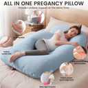 Jcickt Pregnancy Pillow for Sleeping,59 inch Maternity Pillow with Removable Washable Cover,J-Shaped Cooling Full Body Pregnant Pillow -Support for Backs,Legs, Belly, HIPS, Improve Sleep-Sky Blue