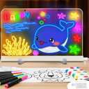 Upgrade LED Drawing Board, Washable Light Up Doodle Board, Acrylic Dry Erase Note Board, led Note Board with Colors, Tracing Pages, with Stand, Markers, Spray Bottle, for Kids Girls Boys Teens