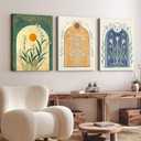 Mystical Sun and Moon Wall Art Vintage Botanical Flower Wall Decor Tarot Lily of the Valley Poster Canvas Prints Spiritual Astrology Artwork for Bedroom Living Room Framed 12x16 inch