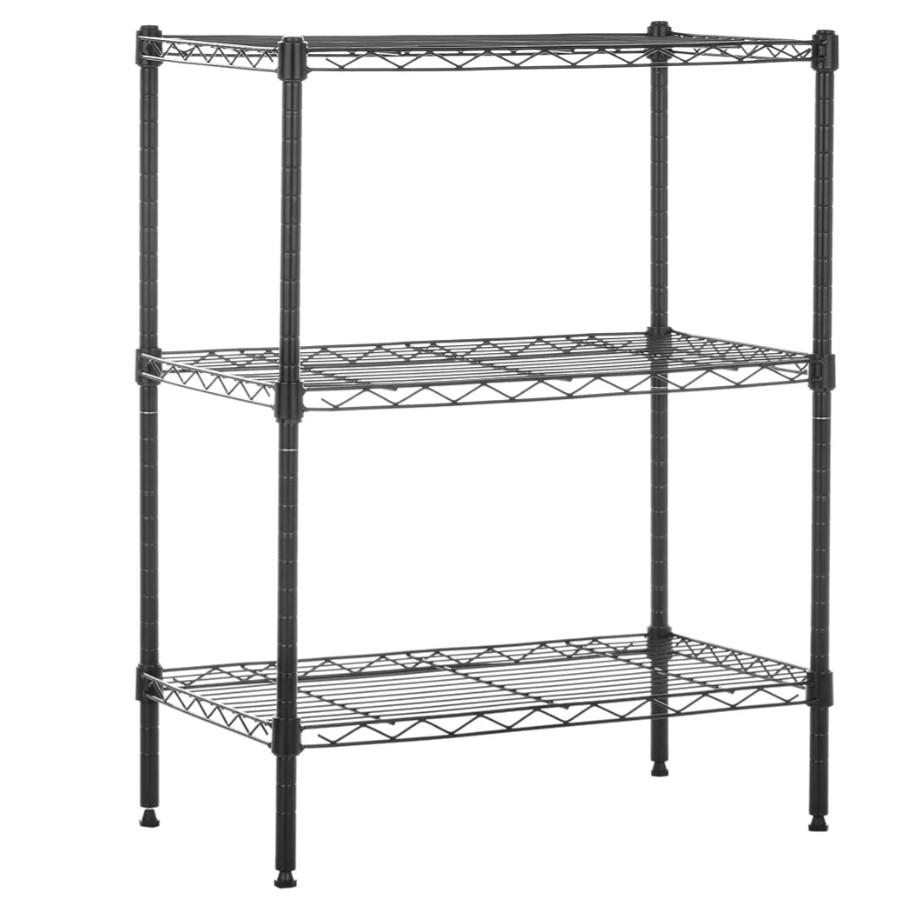 Amazon Basics 3-Shelf Adjustable Heavy Duty Steel Wire Rack Storage Shelving Organizer with Storage Space, Versatility and Ease of Use for Kitchen, Garage, 23.2" L x 13.4" W x 30" H, Black