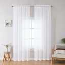 3 x Simplebrand Sheer White Curtains 96 Inches Long, Light Filtering Rod Pocket Solid Color Window Sheer Curtain Panels, Elegant Curtains & Drapes for Living Room, Bedroom 2 Panels (White, 42" W x 96" L)