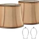 Brown Drum Lampshades Set of 2 With Royal Design, 13" Bottom x 10" Top x 10" High, Medium Shade for Table or Floor Lamp, Harp Holder Included