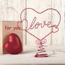 Lenwen 8.46 Inches Valentine Day Mini Tree Topper Intertwined Heart Love Tree Topper Iron Metal Heart Treetop Ornaments for Home Valentines Holiday Party Decoration