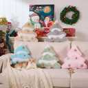 Lanpn Christmas Tree Pillows Set of 2, Christmas Decoration Star Clouds Winter Soft Cute 3D Shaped Xmas Tree Throw Cushion for Sofa Bedroom Xmas Decor (18x16 inch, Blue)