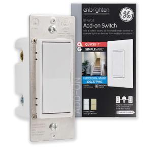 Enbrighten Add-On Switch QuickFit and SimpleWire, In-Wall Rocker Paddle, Z-Wave ZigBee Wireless Smart Lighting Controls, NOT A STANDALONE Switch, 46199 , White and Light Almond