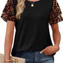 WIHOLL Womens Summer Tops Trendy Ruffle Sleeve Shirts Casual Chiffon Blouses Beach Vacation Clothes (Black, XXL)