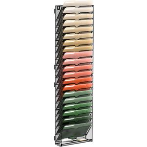 SUPEASY 21 Tier Wall File Organizer, Hanging Wall Mounted Mail Organizer with Label Slots, Metal Mesh File Holder Magazine Rack for Office, Home, School or Classroom, Black