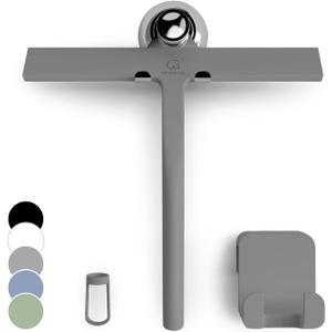 GTEWERK Shower Squeegee for Glass Doors, Silicone Window Squeegee, Bathroom and Glass Cleaning - Gray - 9 Inch