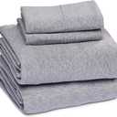Sleepdown Jersey Knit Twin XL Sheets T-Shirt Heather Cotton Blend Super Soft Breathable Jersey Sheets Stretchy All Season Bedding Sheets & Pillowcases, Extra Deep Pocket Sheets (Heather Grey)