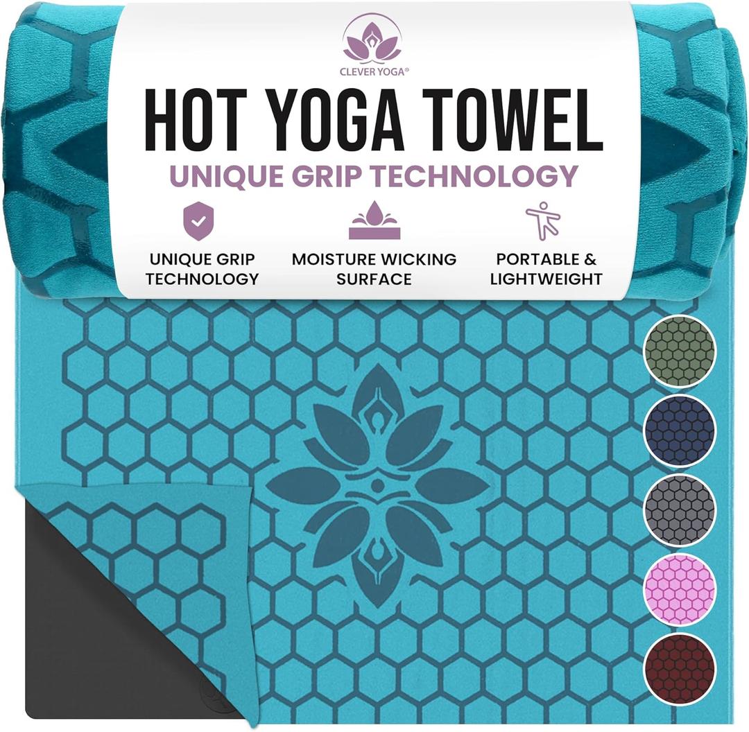 Clever Yoga Mat Towel Non-Slip for Hot Yoga. Grippy Double Sided Suede Microfiber Towel Non-Slip Grip. Multifunctional - No Slip Yoga Mat Towel, Yoga Mat Cover - The Travel Yoga Mat Non Slip