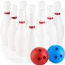 Kids Bowling Set - 10 White Plastic Pins & 2 Lightweight Bowling Balls - Family Fun Indoor & Outdoor Toddler Bowling Set Game for Boys & Girls, Educational & Active Play Toy, Birthday Gift Ages 3+
