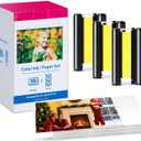 Compatible for Canon Selphy CP1500 CP1300 Ink and Paper for Canon Photo Paper 4x6 Inch Color Ink and Paper Set(3 Ink + 108 Sheets Glossy KP-108in Photo Paper)for Selphy CP1200 CP1000 CP910 CP900 CP810