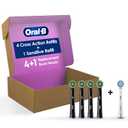 Oral-B CrossAction Electric Toothbrush Replacement Brush Heads, Black, 4 Count + 1 Sensitive White