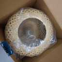 LUSHARBOR Rattan Lamp, Cordless Boho Lamp Battery Operated, Table Lamp with LED Bulb, Handmade Bamboo Beside Lamp Small Rattan Lamp, Decorative Battery Lamp for Kids Room Entryway - Grid