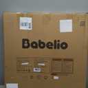 Babelio Baby Gate with Adjustable Cat Door,29-43" Auto Close Durable Pet door for Stairs, Doorways and House, Pressure Mounted, Easy Install, Effortless Walk Thru, White