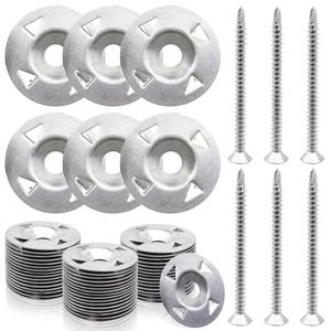 200 Pcs Foam Board Fasteners Kit Washers for Insulation Foam Board Panels 100Pcs 1-1/8 Inch Galvanized Steel Washer and 100Pcs Screws for Fixing Fastening and Supporting Hardware Set for Foam Board