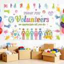 AIBIIN Thank You Volunteers Banner Volunteer Appreciation Decorations Backdrop Happy National Volunteer Week Month Banner Colorful Volunteers Appreciation Decor 70.8 x 43.3 Inch