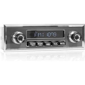 Bluetooth Retro Radio for Classic Vehicles: Single Din Vintage Stereo for Car - AM FM Tuner USB AUX Input Subwoofer RCA Output