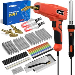 Allturn Plastic Welder,Plastic Welding Kit 3 in 1,Plastic Repair Welder Kit,1000pcs Plastic Welding Staples,Plastic Welding Rods Kit,Repair for Most Thermoset Plastics (Red)