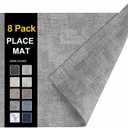 homing Faux Leather Heat Resistant Placemats 8 Packs, Waterproof Wipeable Dining PU Place Mats for Indoor & Outdoor, Easy to Clean, Light Grey