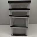 IRIS USA Plastic Drawer Storage Organizer Rolling Cart, with Wheels Casters, 4-Drawers, for Classroom Art Craft Supplies Dresser Closet Bathroom Laundry Room, Black/Pearl