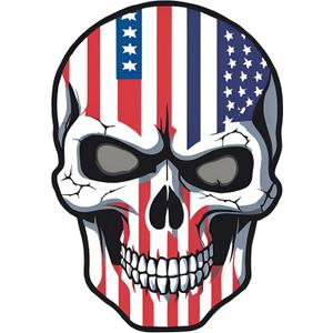 American Flag Skull Decal Sticker,5" Patriotic Design, Red White and Blue,SUV, Van, Window, Bumper, Wall, Laptop, Tablet, Cup,Tumbler Or Any