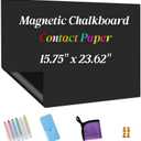 Magnetic Chalkboard Contact Paper Adhesive 15.75" x 23.62", Magnetic Chalkboards for Wall, Peel and Stick Wall Decal for Classroom Home Includes Dustless Chalks and Wiping Cloth