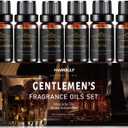 Essential Oils Set, Men Scents Fragrance Oil Aromatherapy Essential Oils Kit for Diffuser (6x10ML) - Sandalwood, Cedar, Leather, Sweet Tobacco, Rum, Cologne Aromatherapy Oils Gift for Men