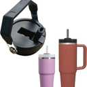 Replacement Leak Proof Tumbler Lid With Straw - Fit For Stanley NEW VERSION Iceflow Flip tumbler, Quencher H2.0 And Protour Quencher 30oz, 20oz Tumbler (Black, 20OZ AND 30OZ), 1 Pack