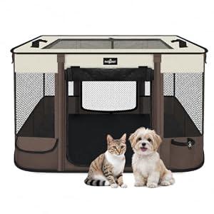 Paw Ballet Foldable Pet Kitten Playpen, Upgrade Waterproof Portable Dog Cat Playpen Kennel Tent for Small Cat Dog, Retractable Shade Cover with Carrying Case, Indoor Outdoor Use for Small Pet.