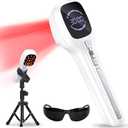 Zelvory Cold Laser Therapy Device for Humans & Dogs, 4x808nm + 14x650nm Red Light Therapy for Body Pain Relief, Handheld lllt Near Infrared Light Wand with Stand for Joint, Back, Knee, Muscle Use