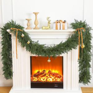 6 Pcs 6 ft Christmas Cedar Garland with LED Lights Realistic Artificial Faux Greenery Pine Garland for Christmas Winter Mantel Table Fireplace Outdoor Indoor Holiday Seasonal Decor