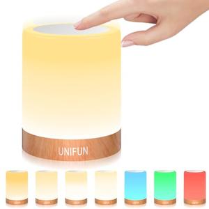 UNIFUN Night Light, Touch Lamp for Bedrooms Living Room Portable Table Bedside Lamps with Rechargeable Internal Battery Dimmable 2800K-3100K Warm White Light & Color Changing RGB (Regular Size)