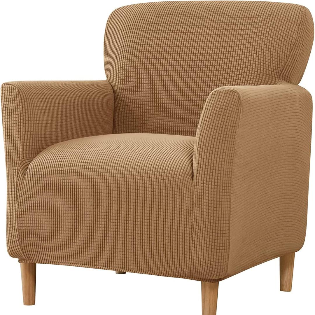 Armchair Slipcovers Chair Tub Chair Covers Accent Chair Covers with Arms Lounge Tub Armchair Chair Slipcover for Living Room Home (Coffee Color)