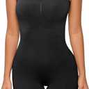 HOMETA Women's Shapewear Bodysuits Tummy Control Butt Lifter Body Shaper Strapless Seamless Mid Thigh Jumpsuit Tops (Medium, Black)
