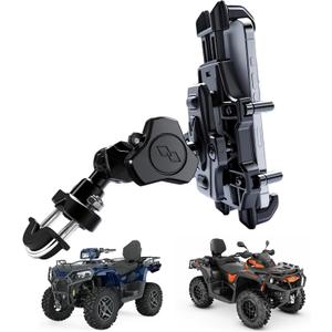 QYMOTO ATV Phone Holder Mount,Motorcycle Handlebar Phone Mount,4 Wheeler Anti Vibration 360 Cell Phone Holder Clamp Fit CFMOTO Cforce,Polaris Sportsman,Can am Outlander Adjustable Fit 4.7"-7.1'' Phone