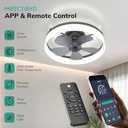 Ceiling Fans with Lights, 19.7'' Flush Mount Ceiling Fan with Lights and Remote, 3000K-6000K Dimmable Modern Low Profile Ceiling Fans for Bedroom Living Room, 6 Speeds Fandelier LED Fan Light (Black)