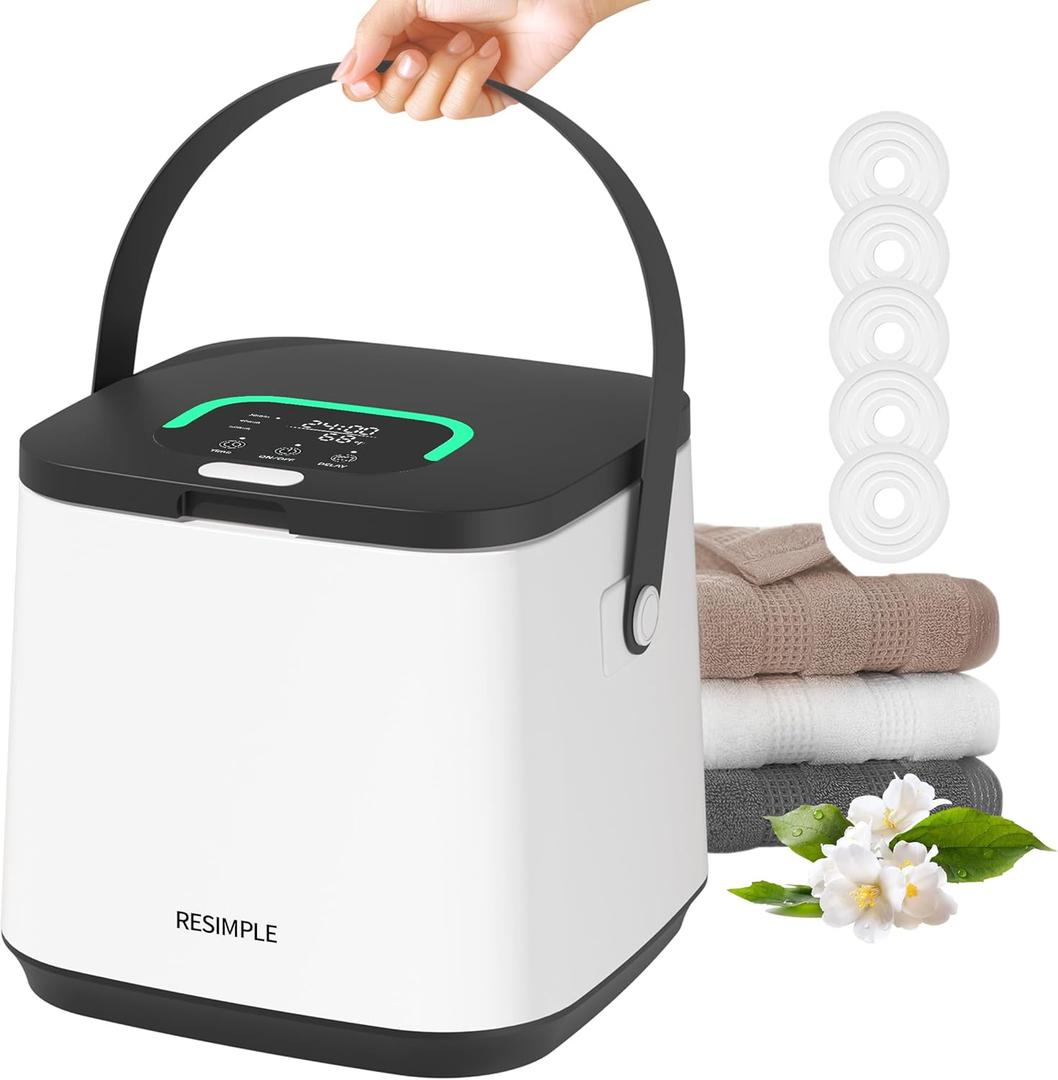 Towel Warmer for Bathroom, 16L Hot Towel Warmers Bucket with LED Display, 3 Heating Modes, Up to 24 Hour Delay, Luxury SPA Towel Heater with Handle - White/Black