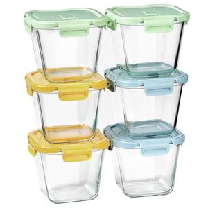 Susukkie Glass Soup Containers with Lids 32oz - Borosilicate Glass Storage Containers 4 Cup, Freezer to Microwave Safe, Airtight Leak Proof, Square Meal Prep Containers for Lunch Travel- 6 Pack