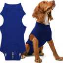 PupShield - Dog Surgery Recovery Suit Male and Female - All Dog Sizes - Easy to Use Anti Licking Design Breathable Comfortable - Spay & Neuter Recovery Suit - Surgical Onesie - Cone Alternative (XS(Back: 22-25 Weight: 35-60lbs), Blue)