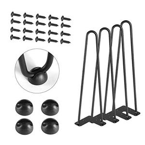 TE DEUM 17" Satin Black Hairpin Coffee Table Legs(Set of 4), Metal Heavy Duty Sturdy Sharp Looking Modern Table Legs