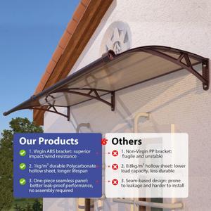 Window Door Awning Canopy Exterior 
 size 100x120cm / 40x48". Color brown