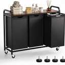 3-Section Laundry Hamper and Laundry Sorter with Pull-Out Organizer Bags, Rolling Laundry Basket with Wheels and Top Shelf, Large Capacity 3 x 12.7 Gal (144L)