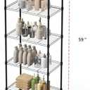 5 Tier Shelving Unit, 176 LBS Per Shelf Height Adjustable Narrow Storage Shelves, Heavy Duty Metal Garage Metal Shelves for Kitchen, Restaurant, Pantry, Laundry, 23"x 13.4"x 59", Black