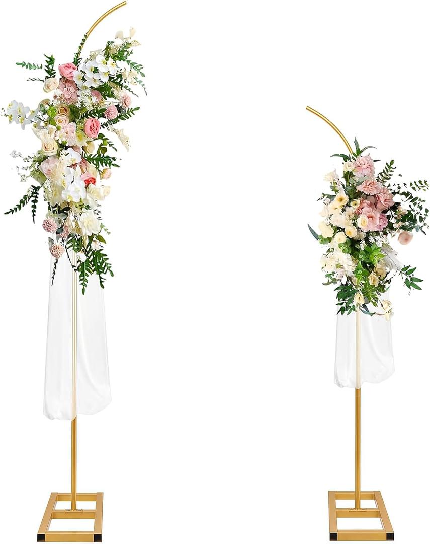 Bazen Balloon Arch Kit, Balloon Arch Stand Set of 2 with Metal Square Base Balloon Arch Frame Floral Half Arch Balloon Garland Stand for Ceremony Wedding Bridal Baby Shower Birthday Anniversary