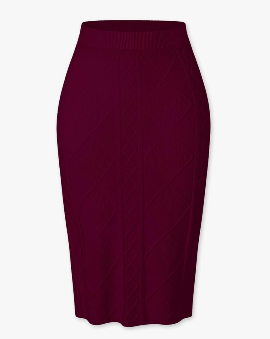 SANGTREE Women's Elastic High Waist Skirt Knit Stretchy Bodycon Midi Sweater, Skirt M