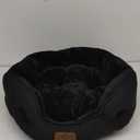 Bedsure Dog Beds for Small Dogs - Round Cat Beds for Indoor Cats, Washable Pet Bed for Puppy and Kitten with Slip-Resistant Bottom, 20 Inches, Black