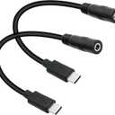 Short DC 3.5mm x 1.35mm to USB C Power Cord 6inch, DC 35135 Female to USB Type C Male Plug 5V Power Charging Cable Extension Cord, for LED Desk Lamp, Small Fan Etc Other USB Type C Equipment (2Pcs)